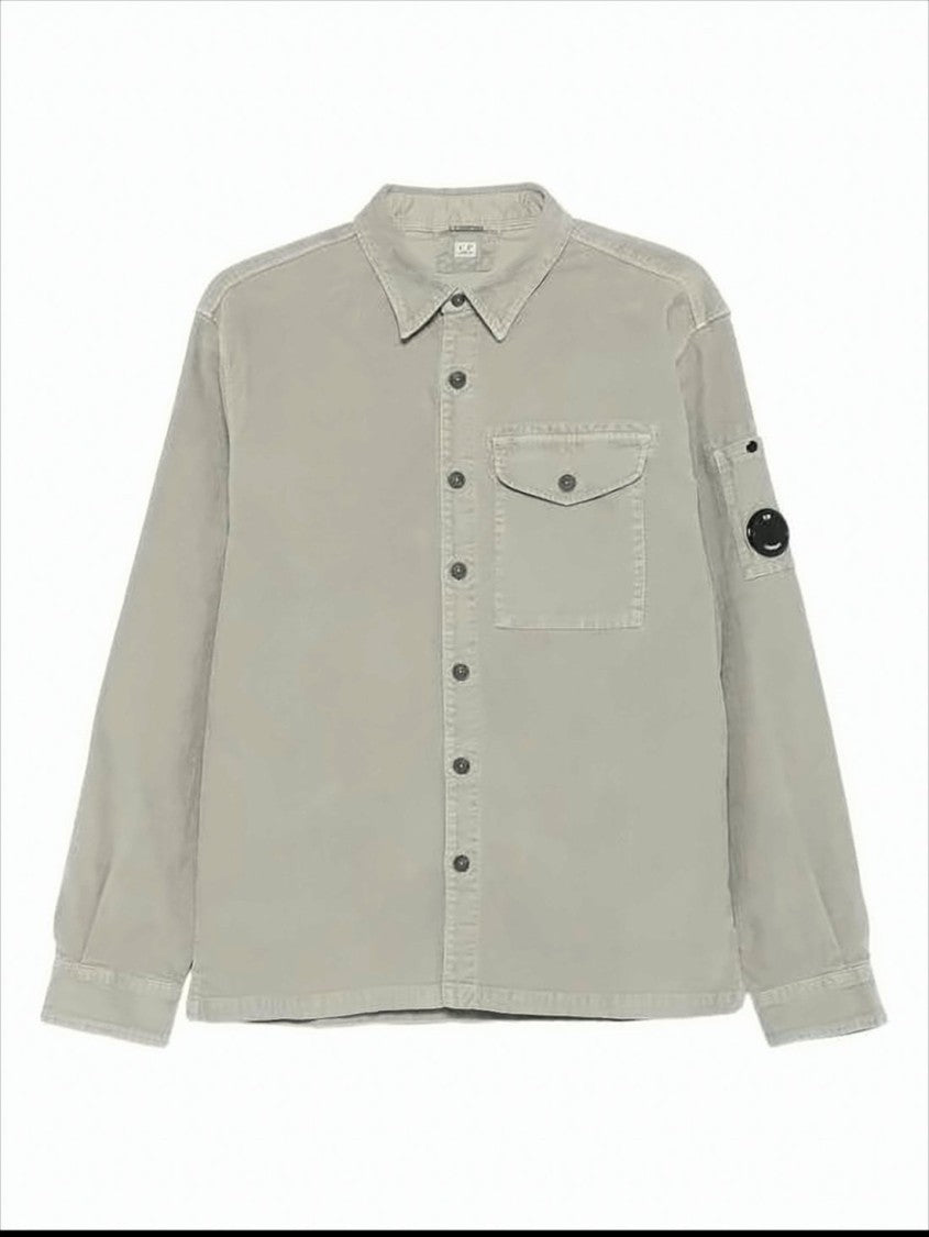 C.P. Company Button-Up Casual Jacket With Textured Fabric And Iconic Patch