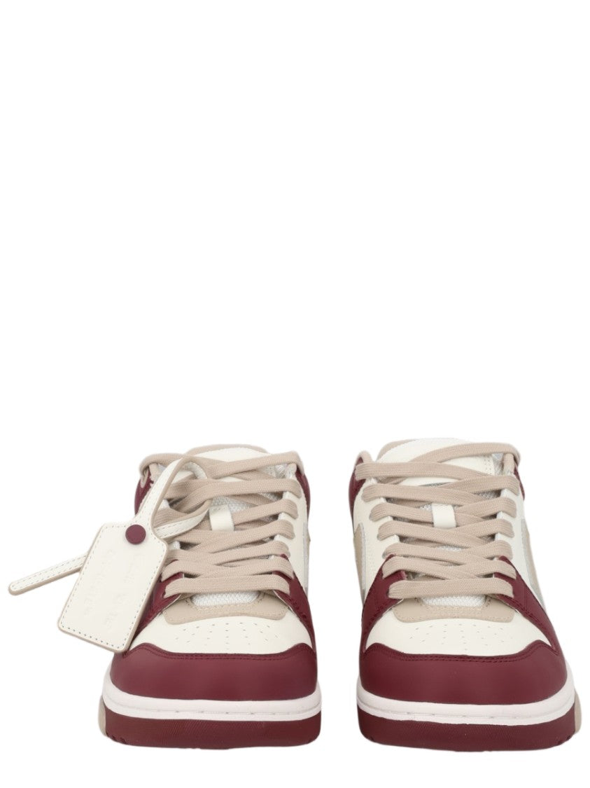 Off-White Bordeaux Low-Top Textured Leather Sneakers