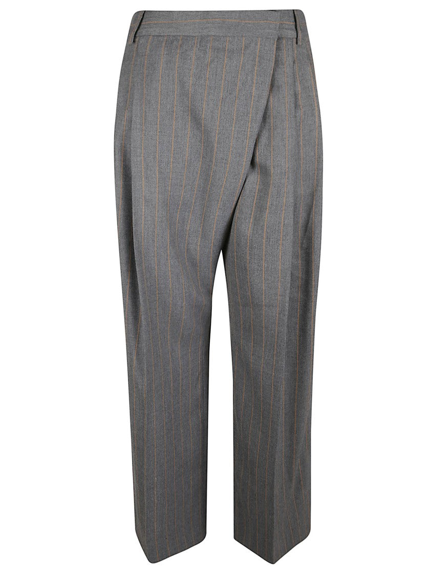 Ganni Loose Fit Striped Trousers With High Waist