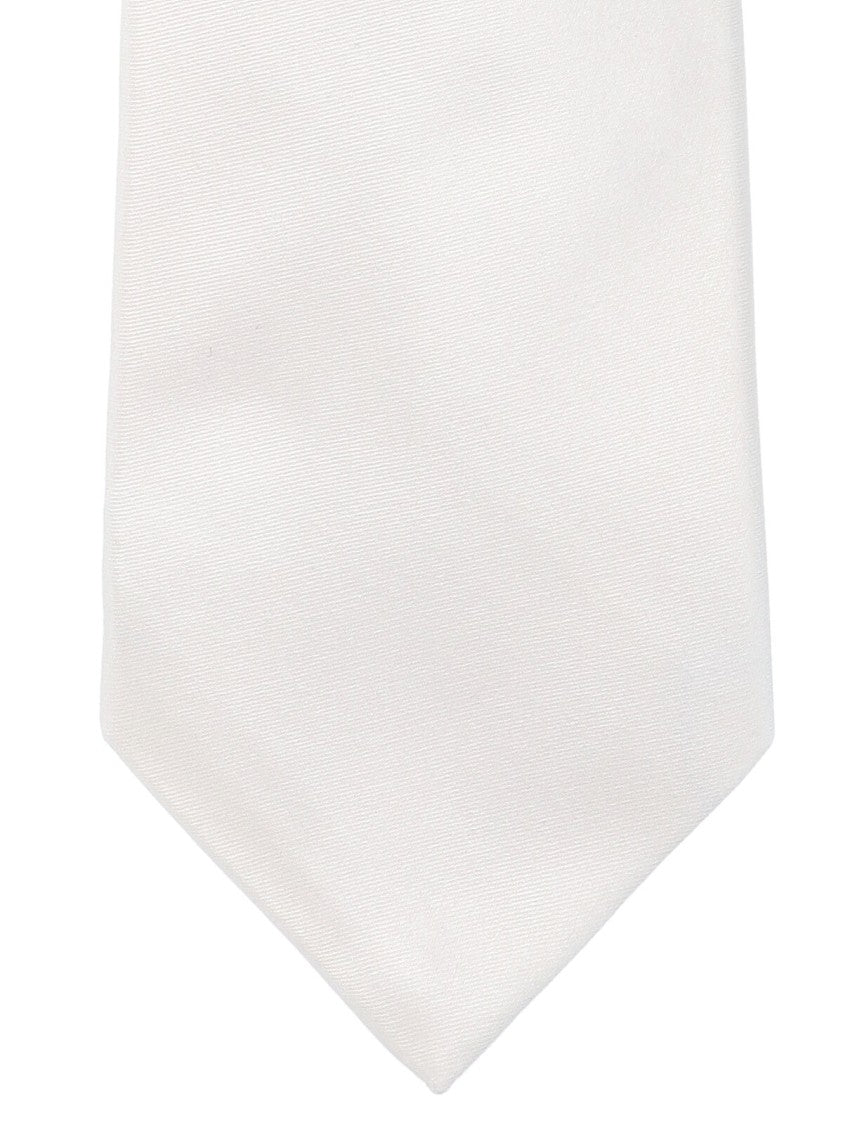 Kiton White Silk Tie With Adjustable Strap And Subtle Texture