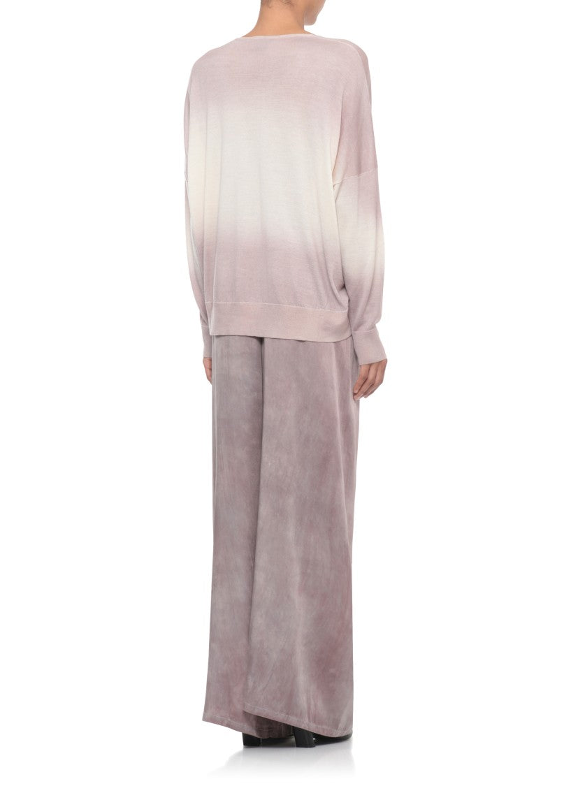 Avant Toi Pink Degrade Cashmere-Silk V-Neck Sweater