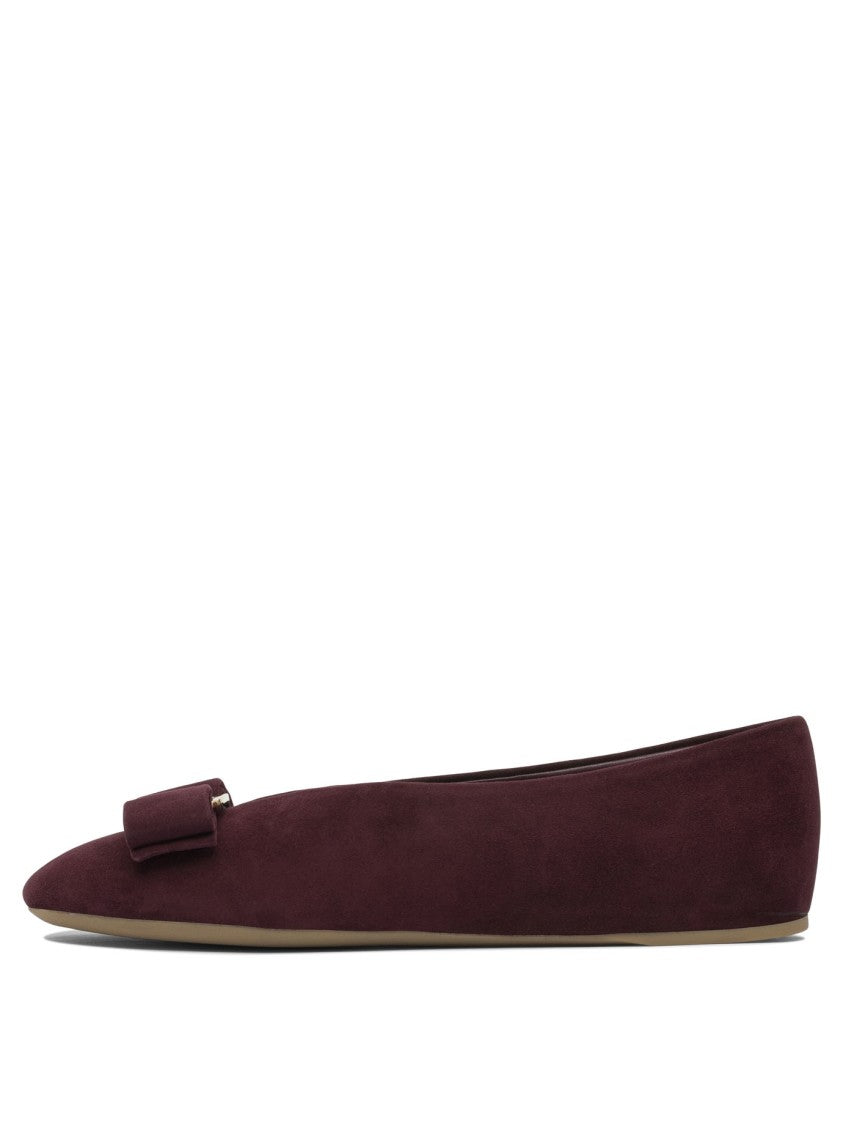 Ferragamo Bordeaux Leather Ballerinas