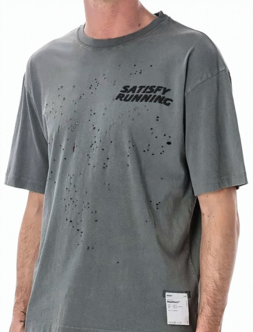 Satisfy Relaxed Fit Distressed Grey Organic Cotton T-Shirt