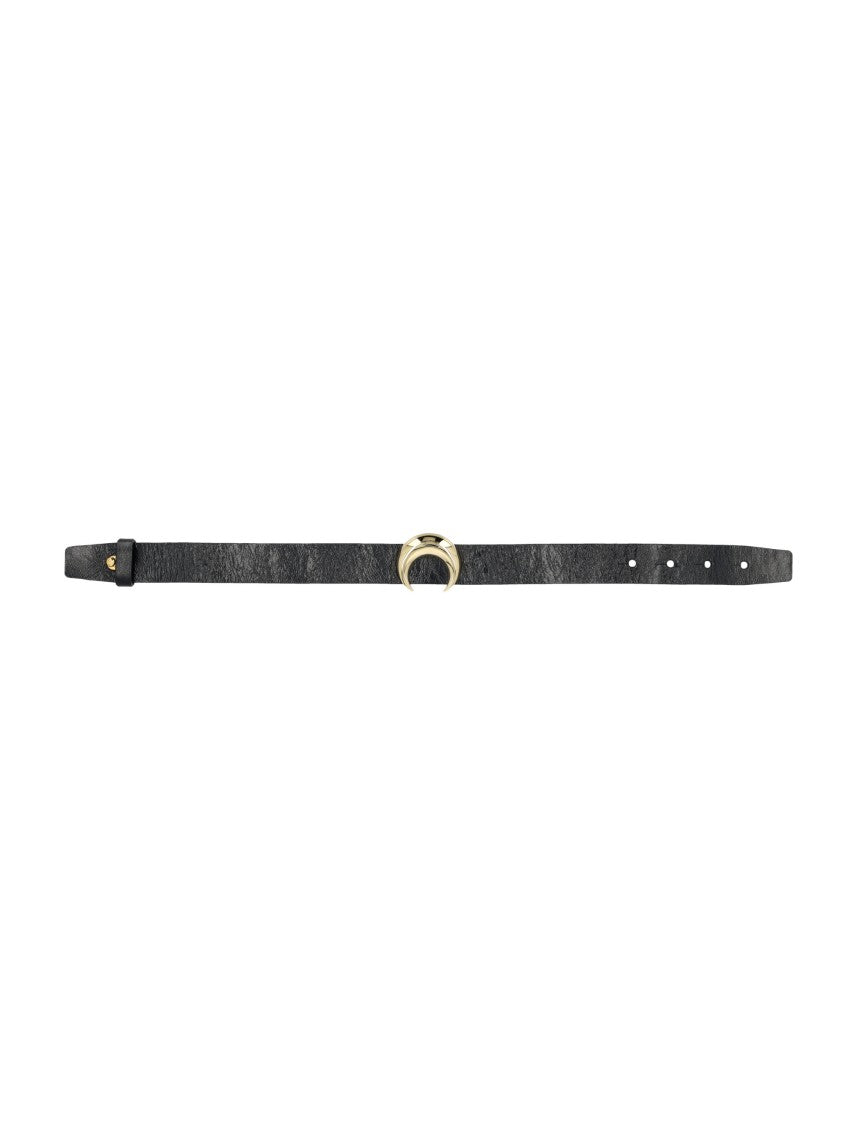 Marine Serre Textured Leather Moon Charm Choker