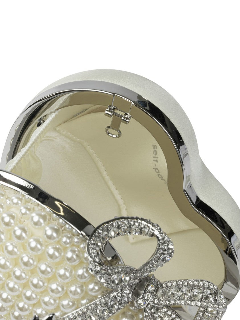 Self-Portrait Heart-Shaped Clutch With Pearl Embellishments