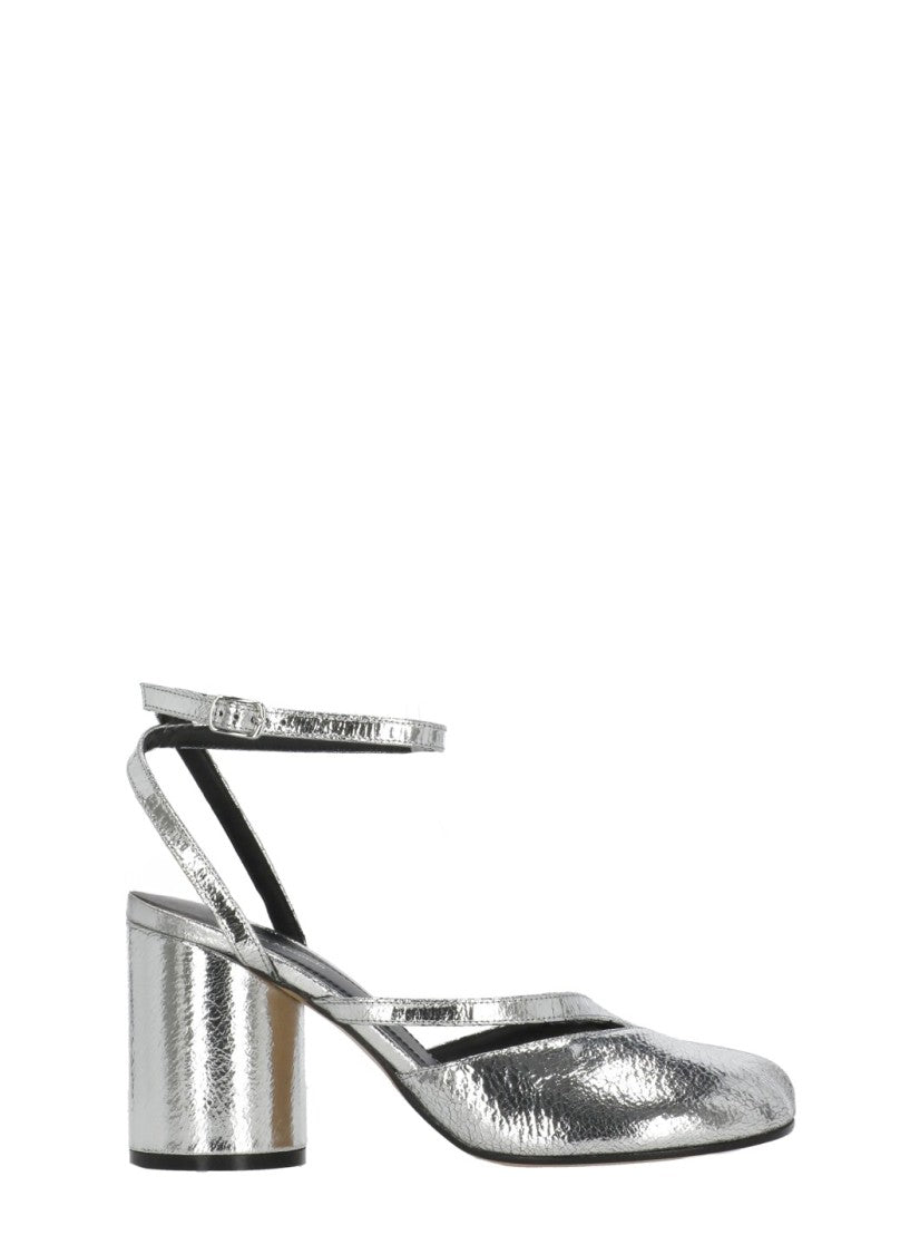 Maison Margiela Silver Tabi Ankle Strap Pumps