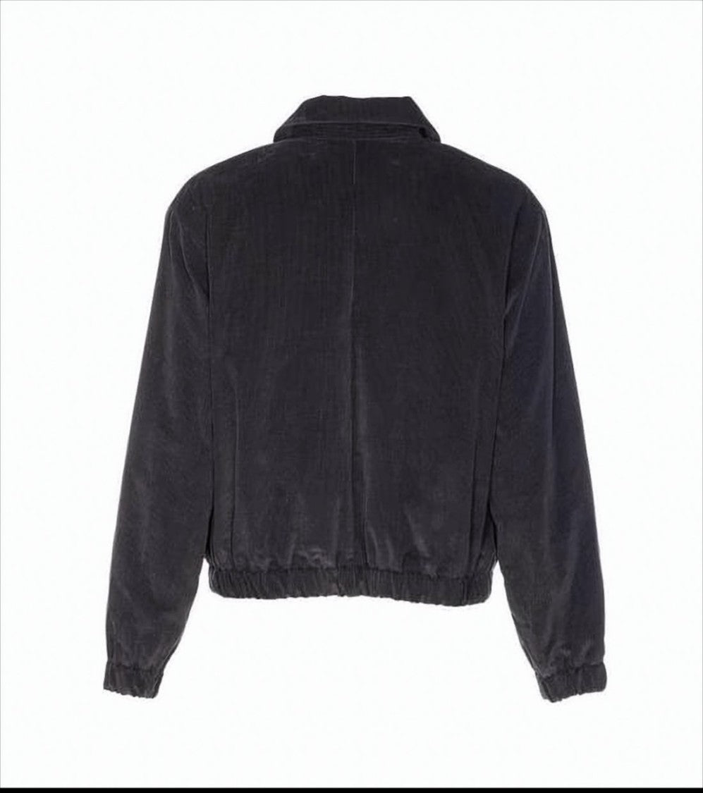 Ami Corduroy Black Jacket With Minimalist Design