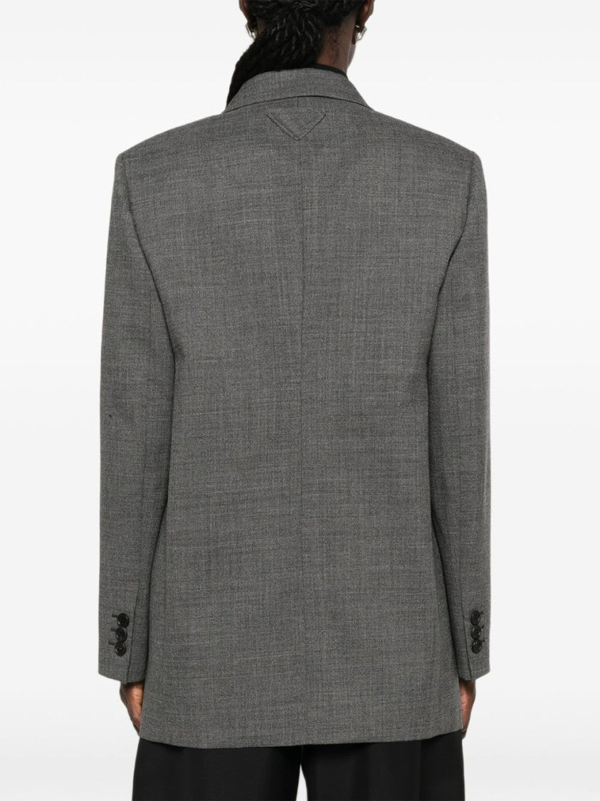 Prada Grey Tailored Notched Lapel Jacket