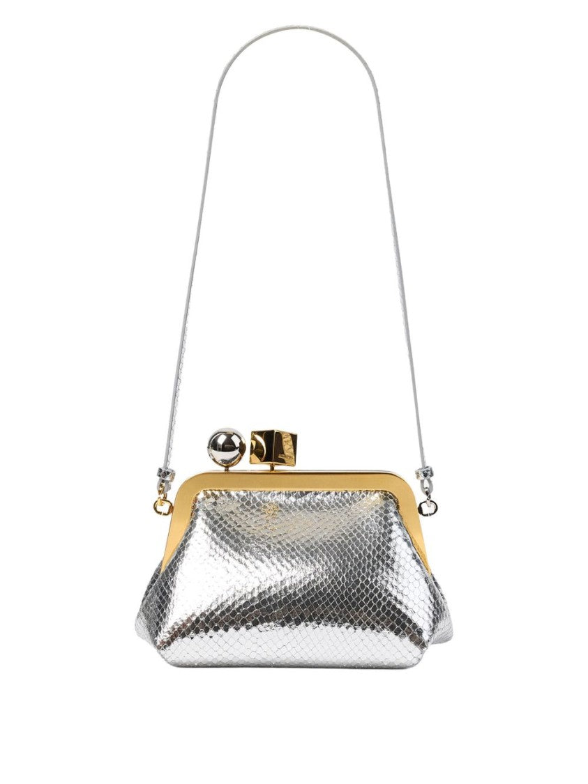 Jacquemus Structured Metallic Handbag With Unique Clasp Closure