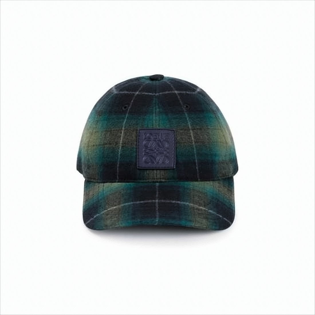 Loewe Plaid Wool Baseball Cap With Embossed Leather Detail
