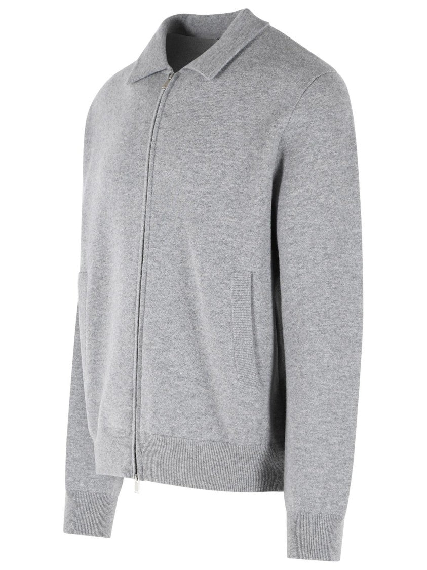Lardini Fine Knitted Grey Wool Bomber Jacket