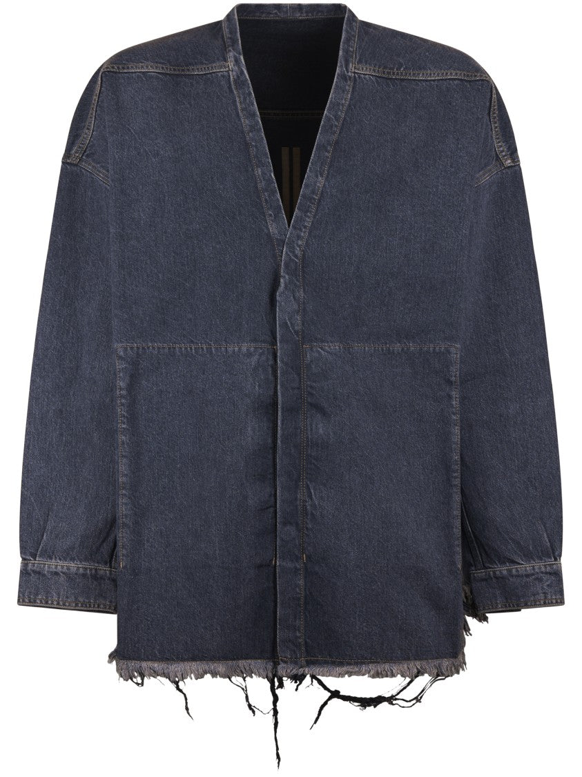 Drkshdw By Rick Owens Timeless Denim Shirt With Structured Collar And Tailored Fit