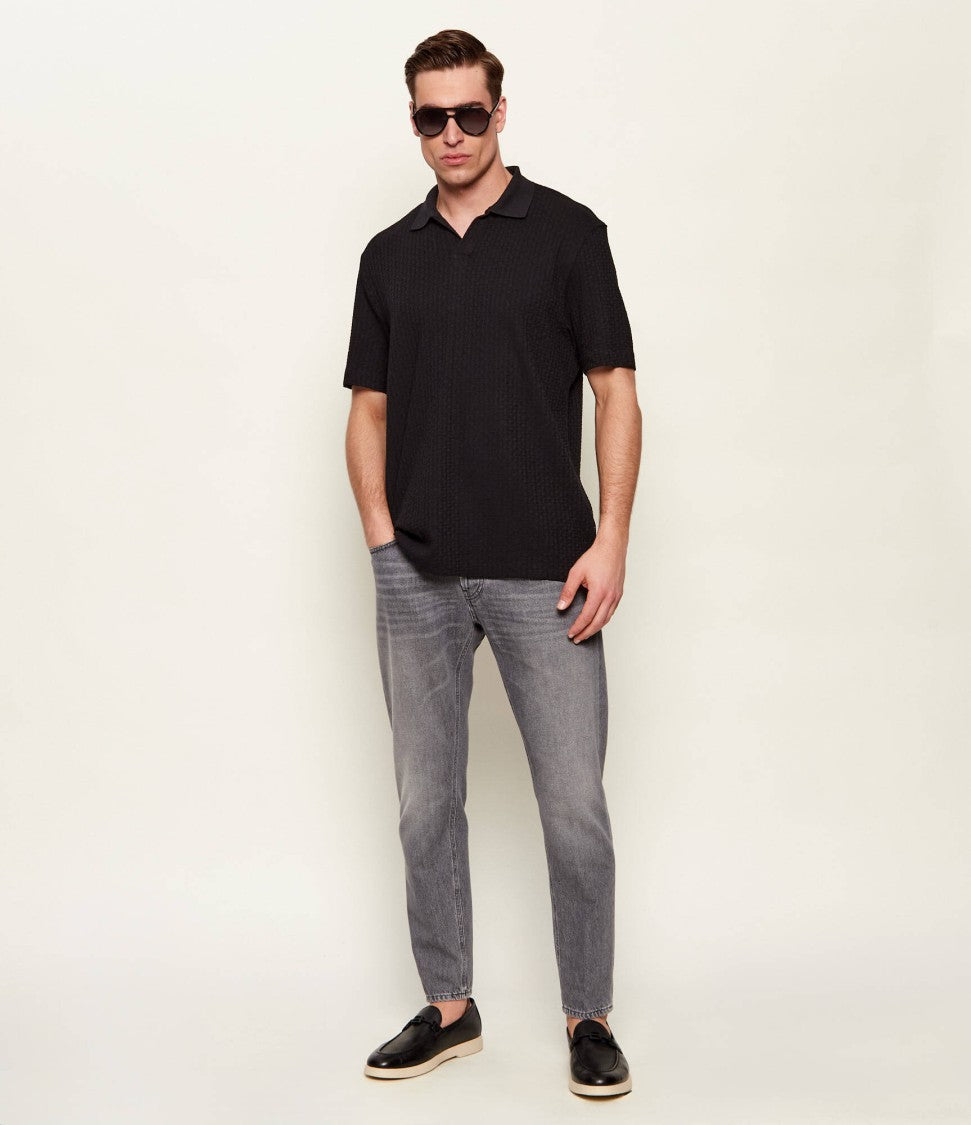 Dondup Washed Grey Tapered Jeans With Classic Pocket Styling