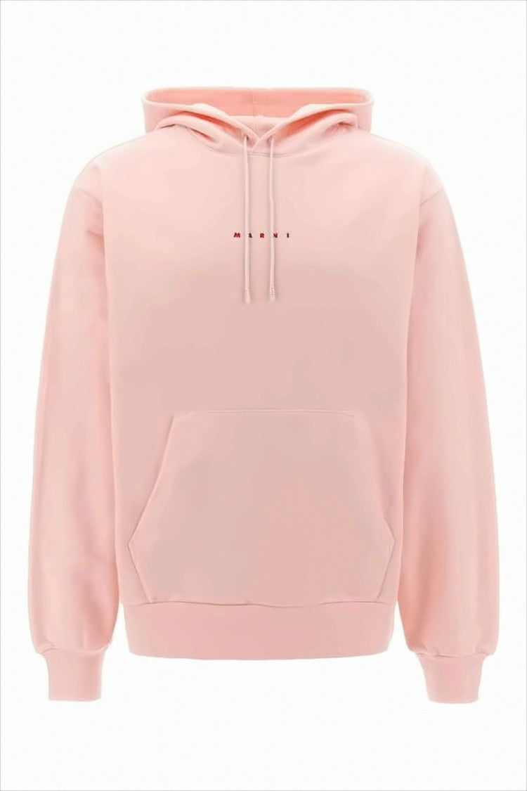 Marni Pastel Pink Relaxed Fit Hoodie With Front Kangaroo Pocket