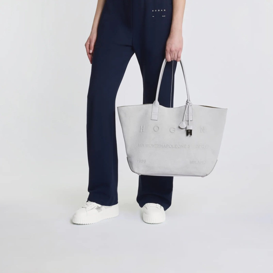 Hogan H-Stripes Lace-Up Sneakers In Sheepskin And Calfskin