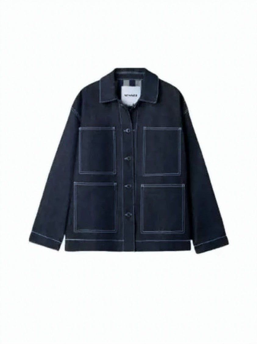 Sunnei Boxy Silhouette Jacket With Classic Collar And Contrasting Stitching