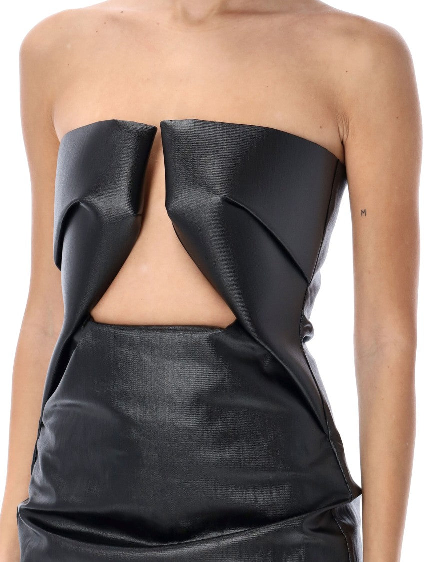 Rick Owens Structured Black Prong Gown With Geometric Cutouts