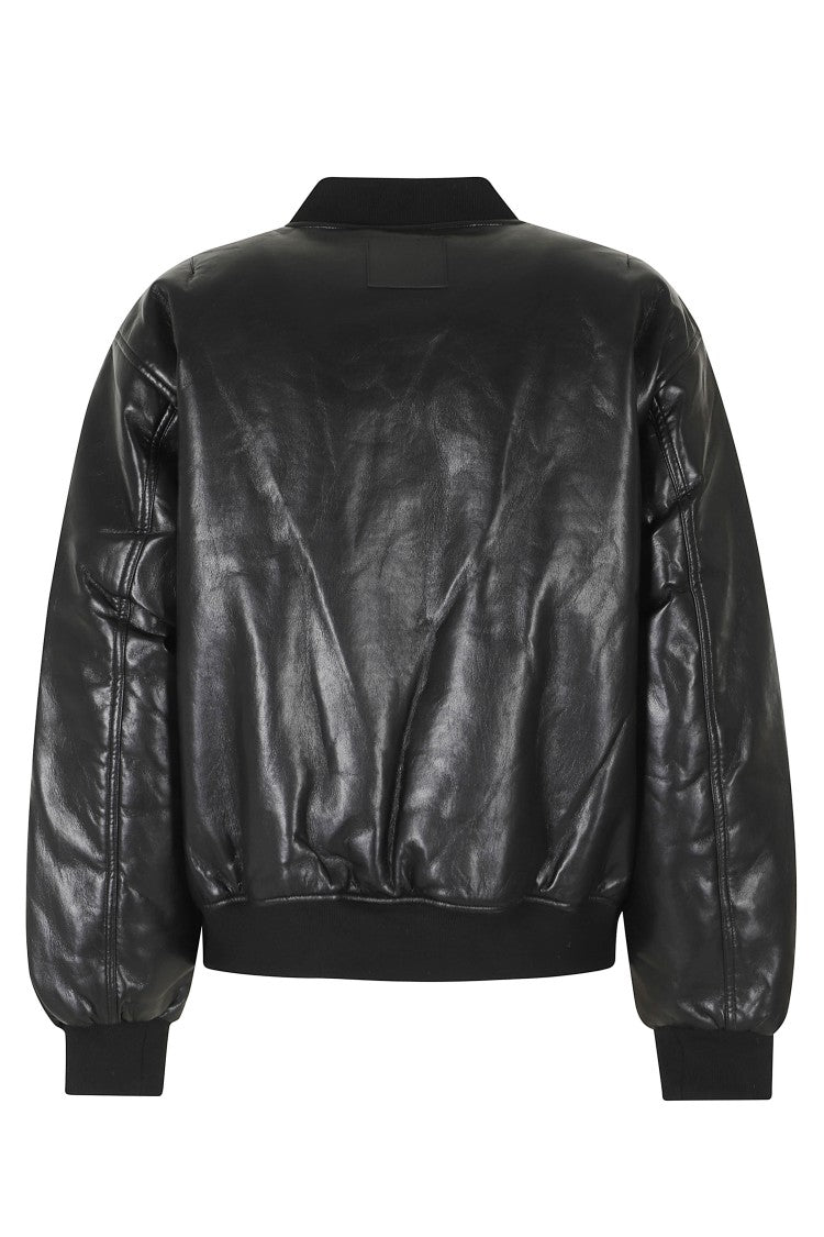 Anine Bing Black Leon Military Leather Bomber Jacket