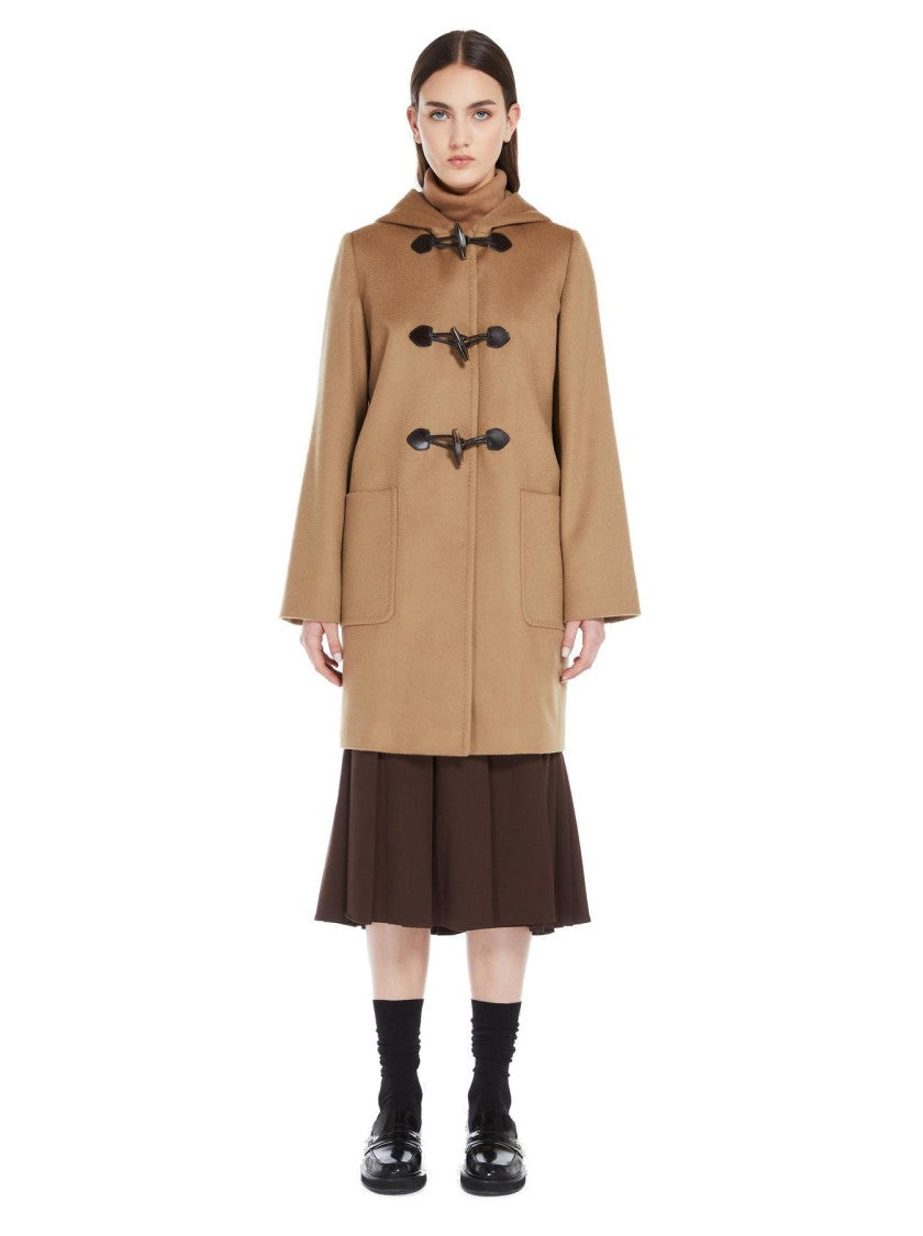 Max Mara Montgomery Coat With Hood And Leather Toggles
