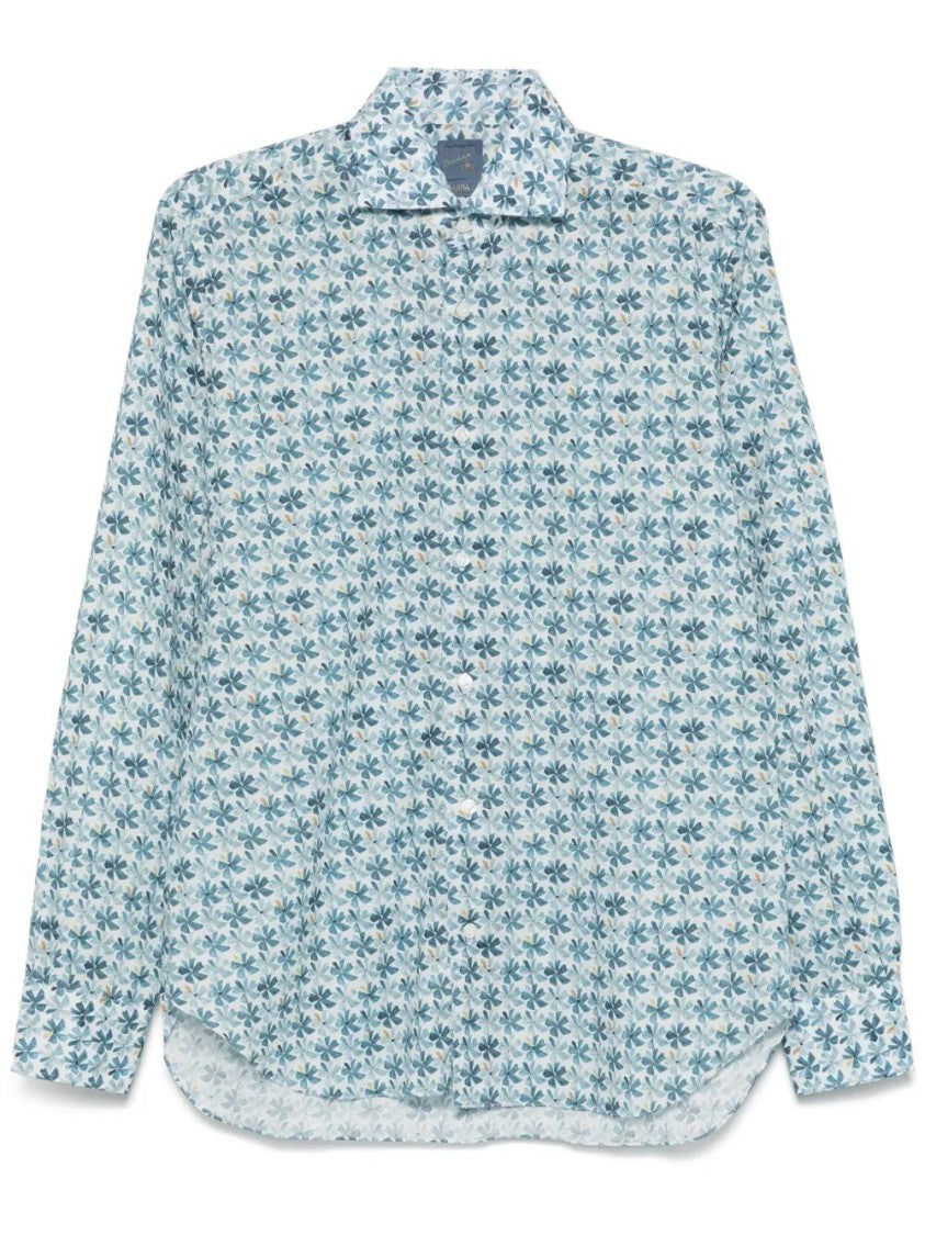 Barba Napoli Floral Pattern Cotton Shirt