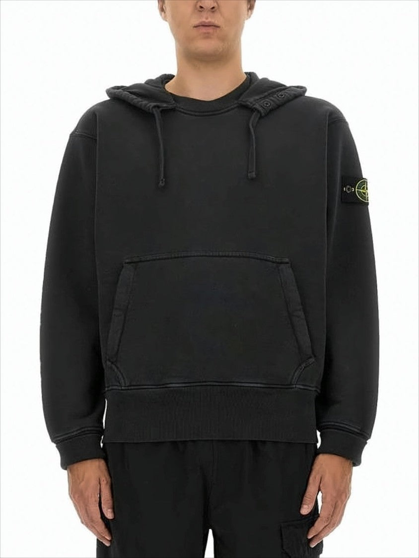 Stone Island Black Hoodie With Adjustable Drawstring