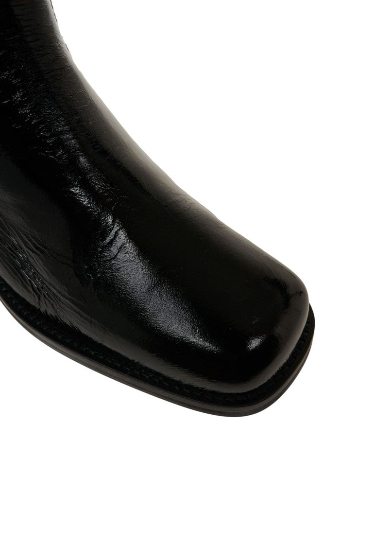 Billi Bi Ankle Boots In Smooth Leather With V-Cut Detail