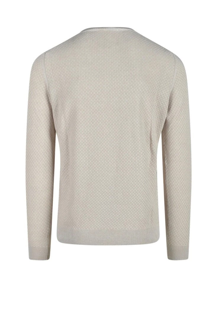 Ferrante Royal Red Beige Crewneck Cotton Sweater