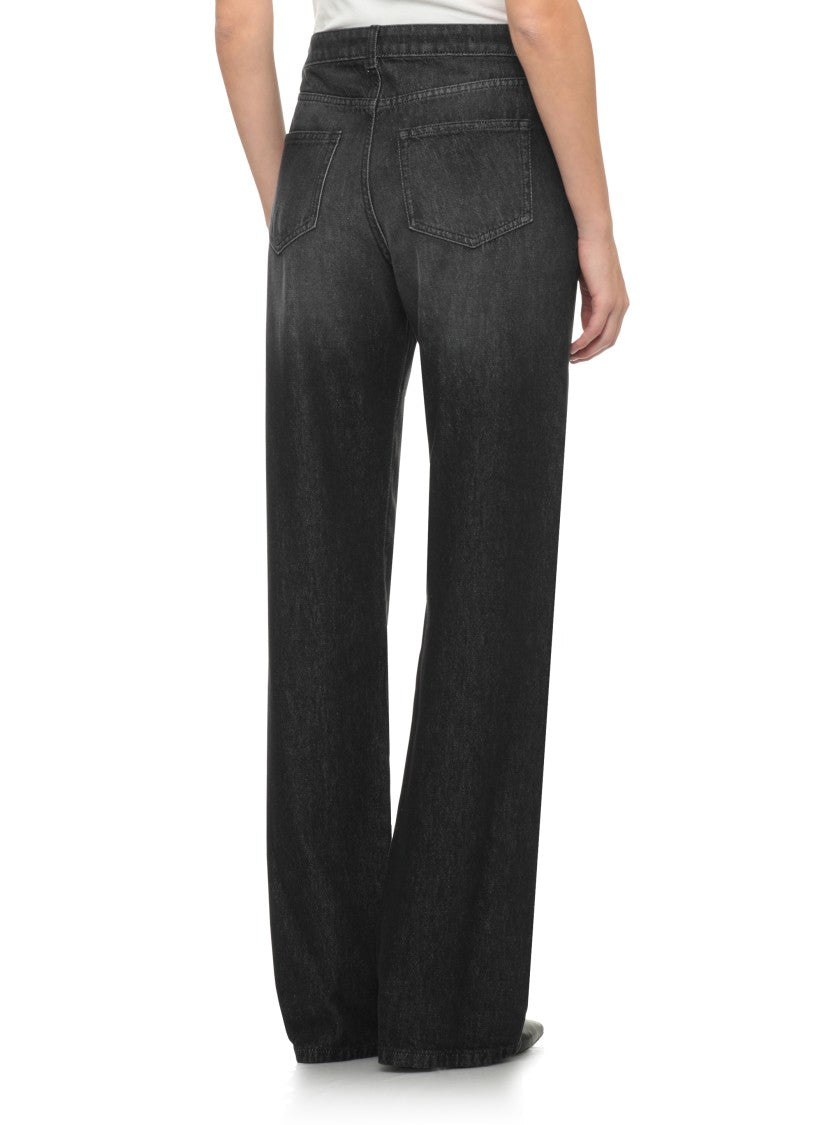 D. Exterior Black Faded Cotton Denim Jeans