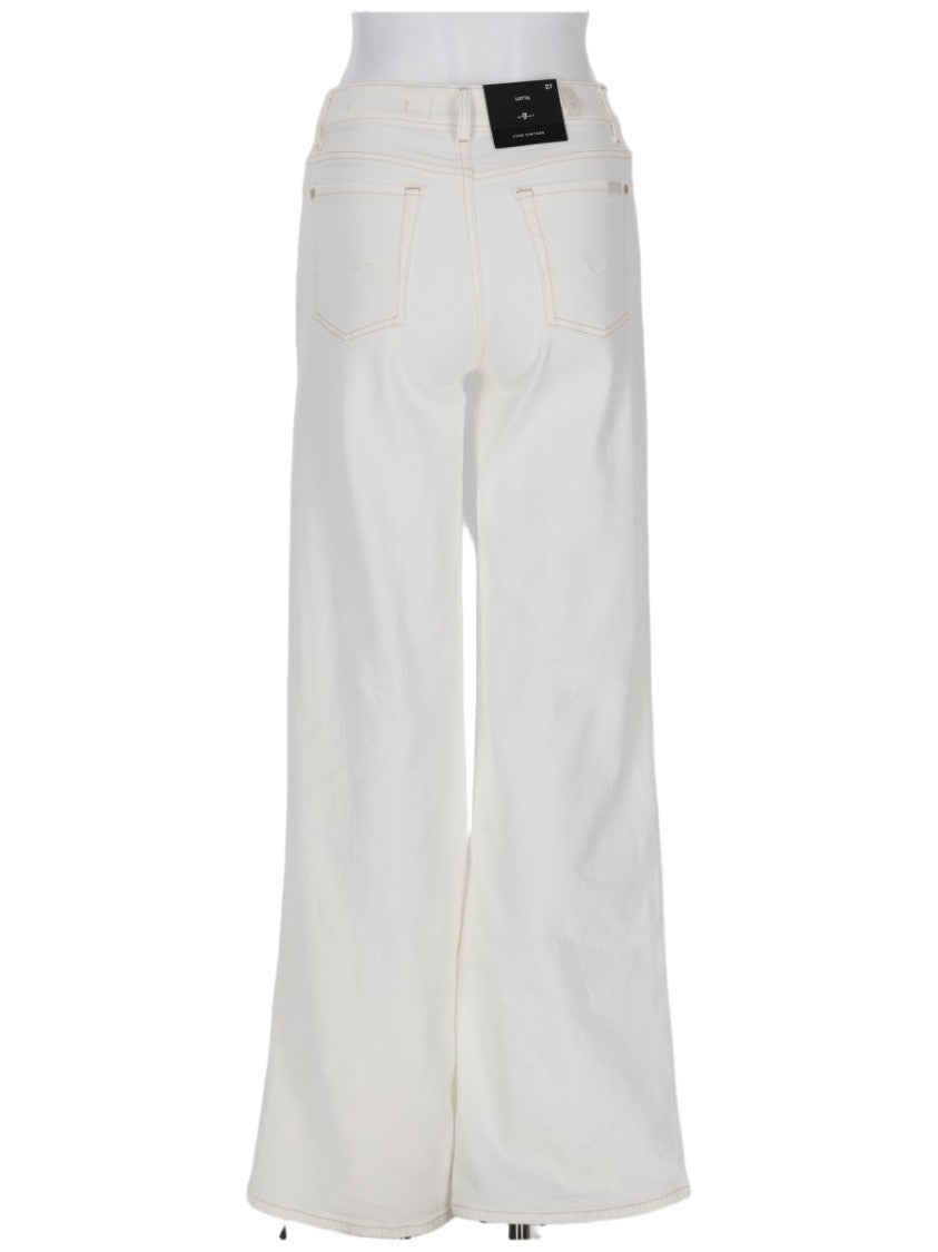 7 For All Mankind Wide-Leg High-Waisted White Jeans With Minimalist Design