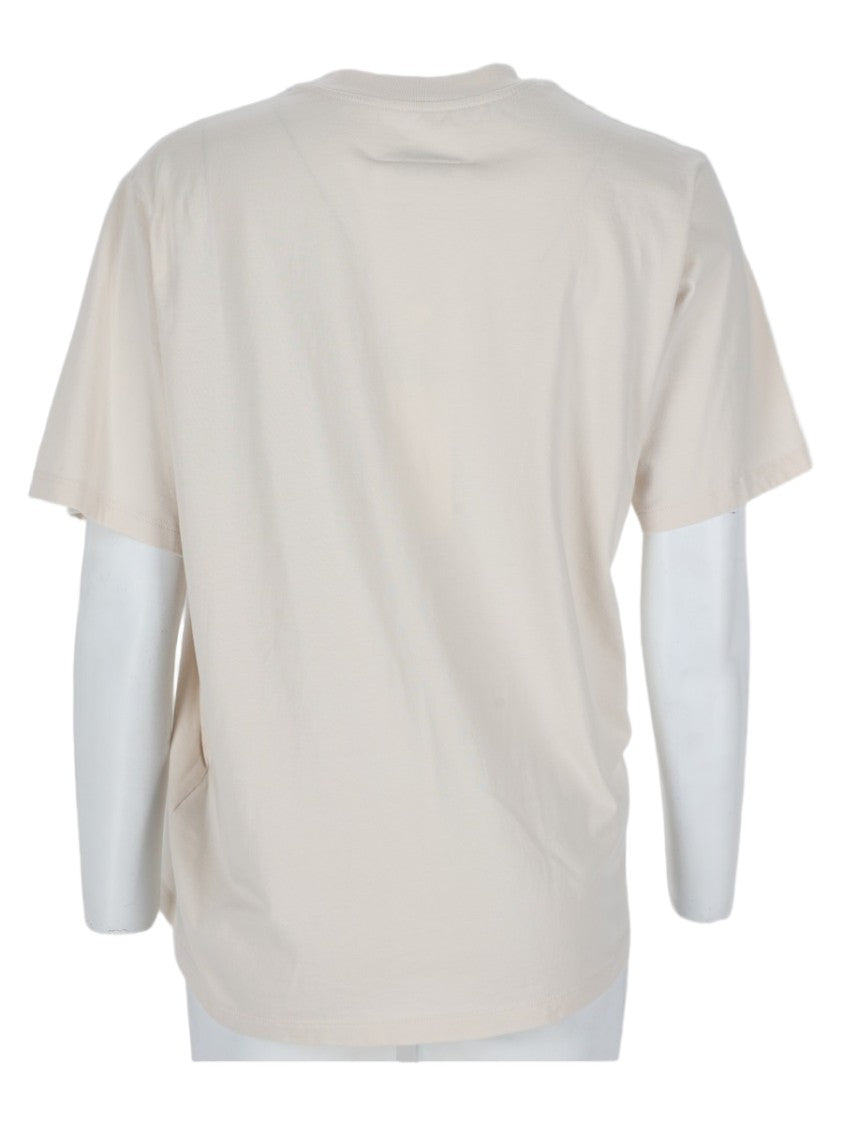 Mm6 By Maison Margiela Powder Asymmetrical Draped Short-Sleeved Cotton Top