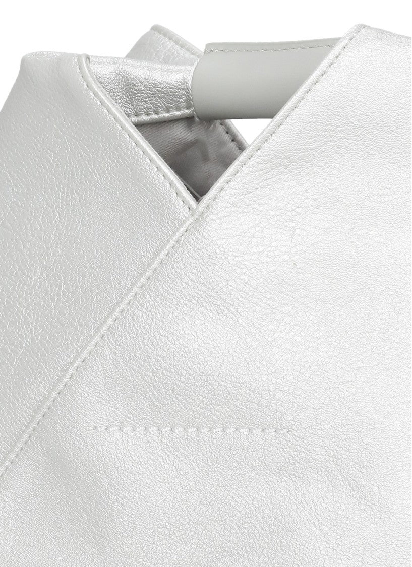 Mm6 By Maison Margiela Folded Silver Crossbody Bag With Adjustable Strap