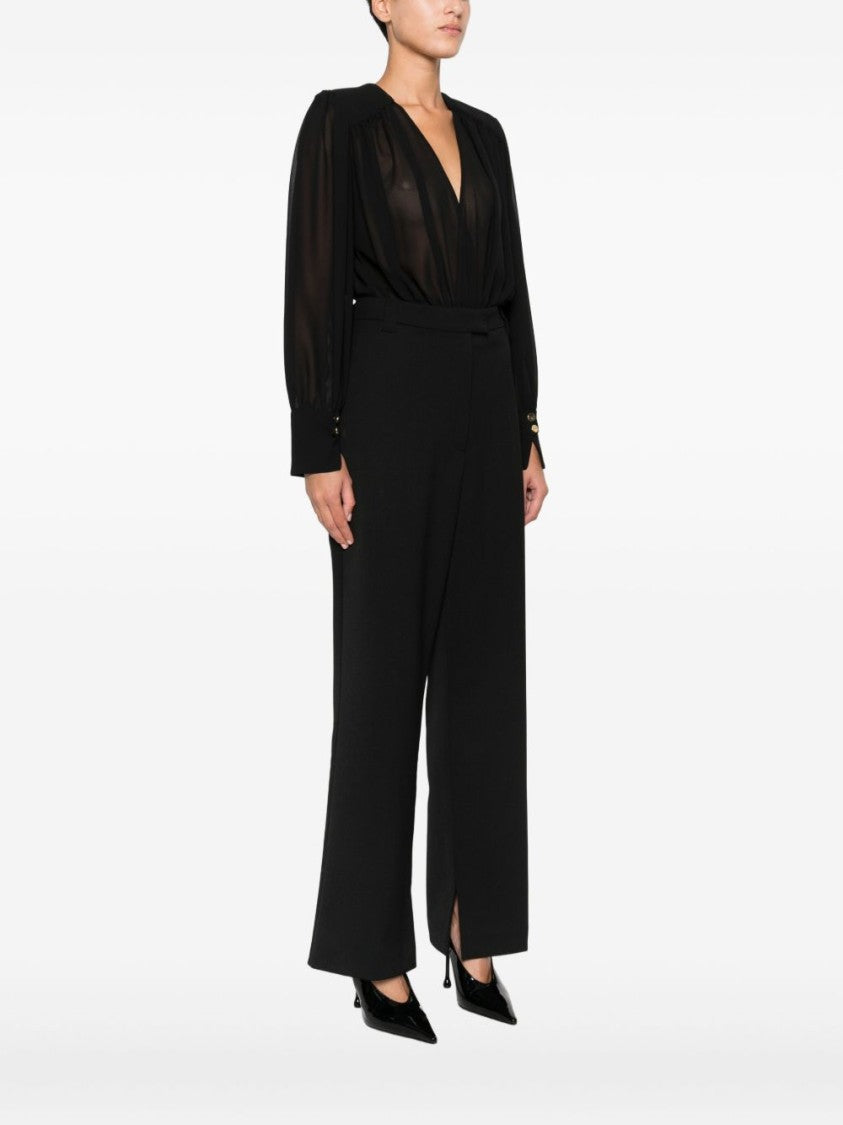 Elisabetta Franchi Black Bodysuit Shirt With Deep V-Neckline