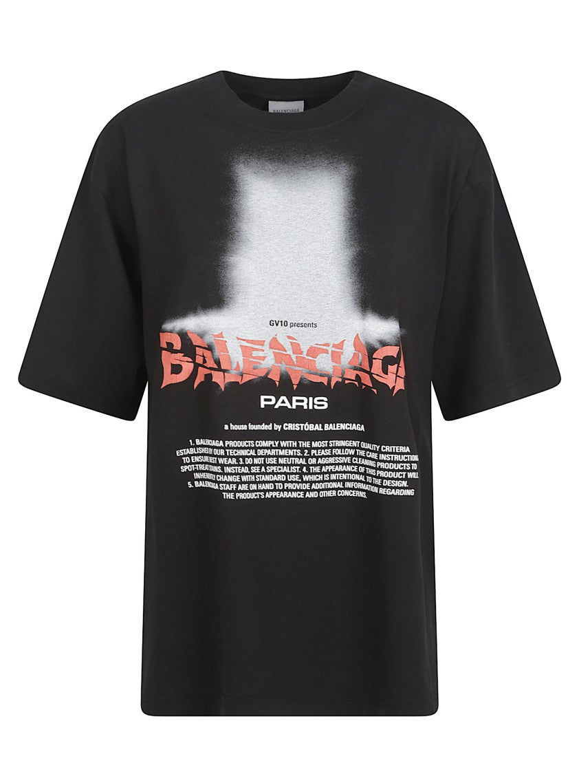 Balenciaga Short-Sleeved Graphic Print T-Shirt With Distressed Effect
