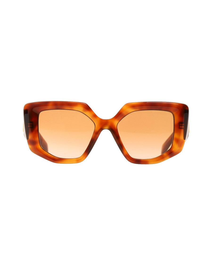 Prada Cognac Tortoise Acetate Sunglasses With Gradient Lenses