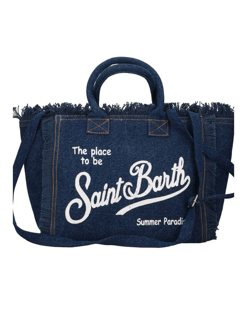 Mc2 Saint Barth Frayed Edges Dark Denim Tote Bag