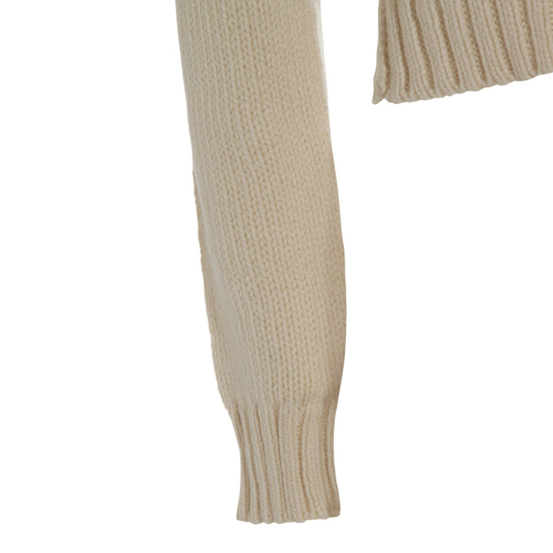 Malo Cropped Knit Sweater With Ribbed High Neckline