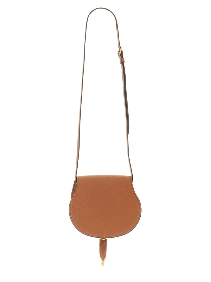 Chloé Saddle-Shaped Crossbody Bag With Layered Stitching And Gold Accents