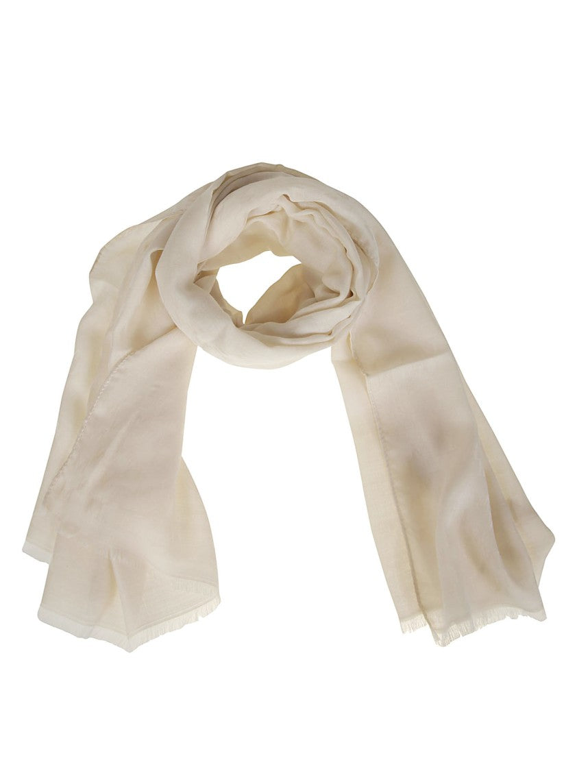 Max Mara Mxapaniere Delicate Off White Fringed Scarf