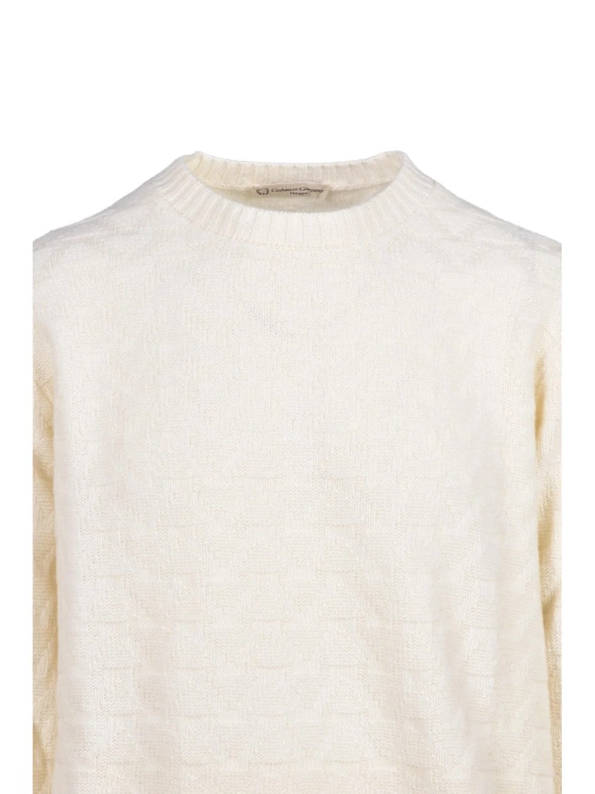 Cashmere Company P. Crew Neck Sweater With Subtle Tone-On-Tone Embroidery