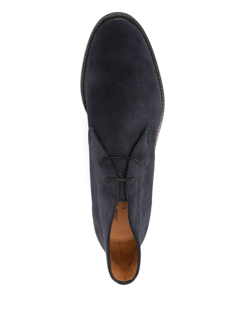 Ortigni Blue Suede Low Lace-Up Shoes