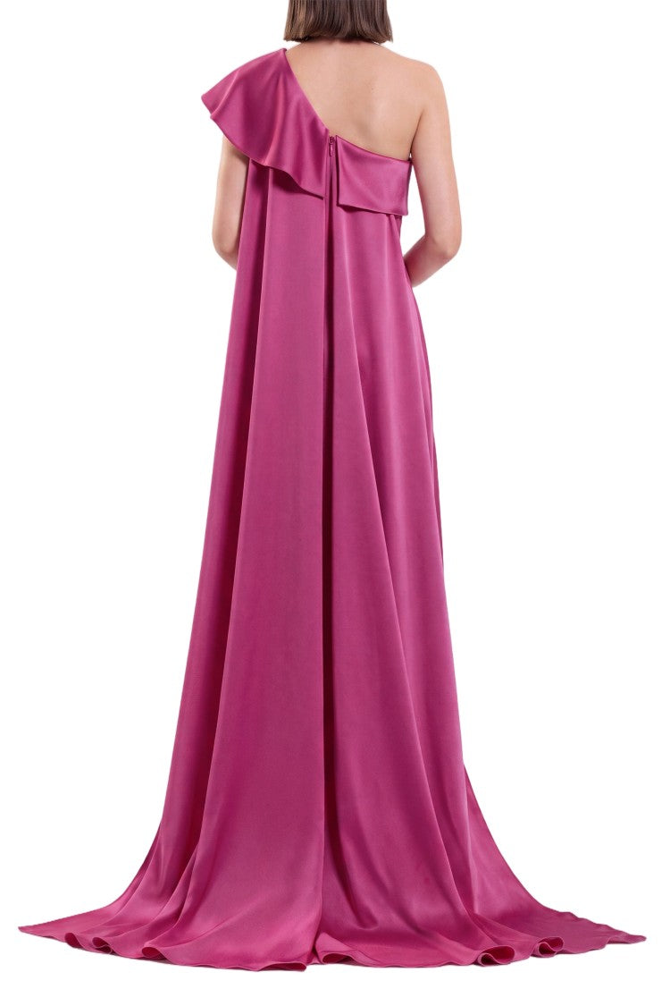 Saiid Kobeisy One Shoulder Embroidered Crepe Dress