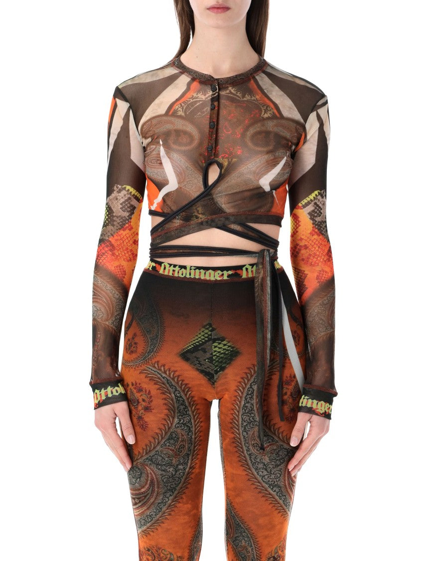 Ottolinger Mesh Semi Transparent Paisley Long Top