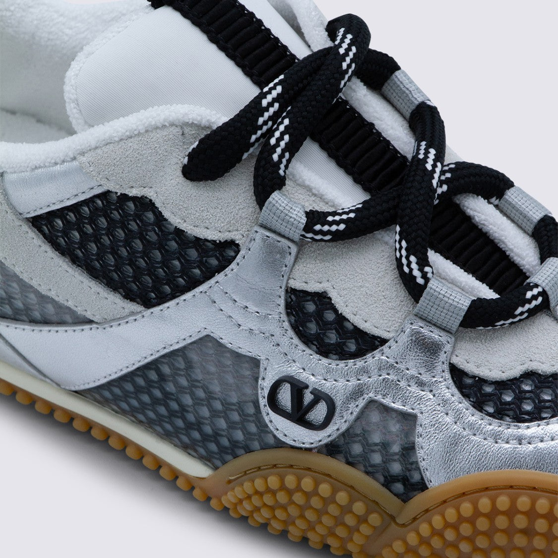 Valentino Garavani Sporty Design Sneakers With Black Mesh Accents