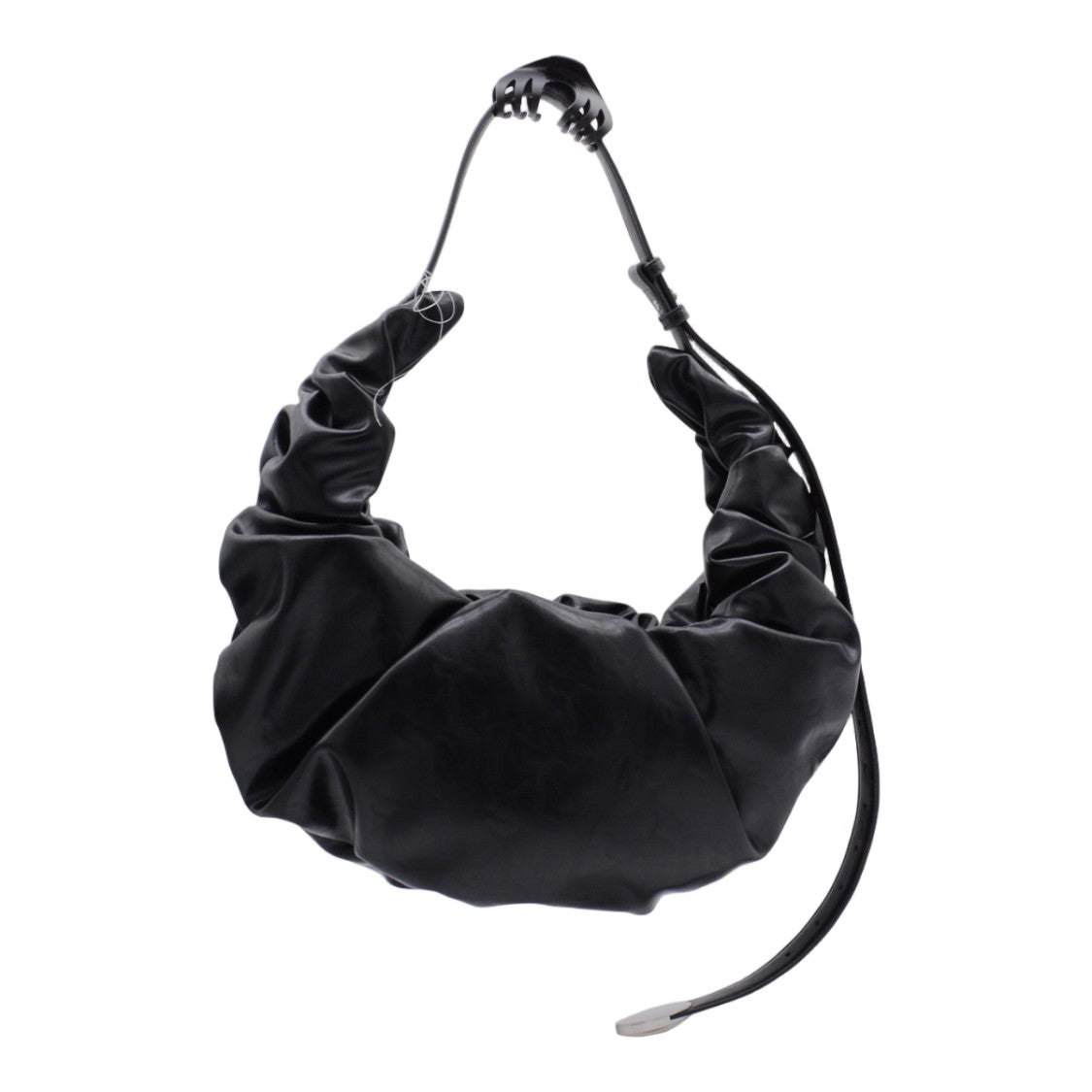 Diesel Soft Ruched Black Handbag With Unique Claw Clasp