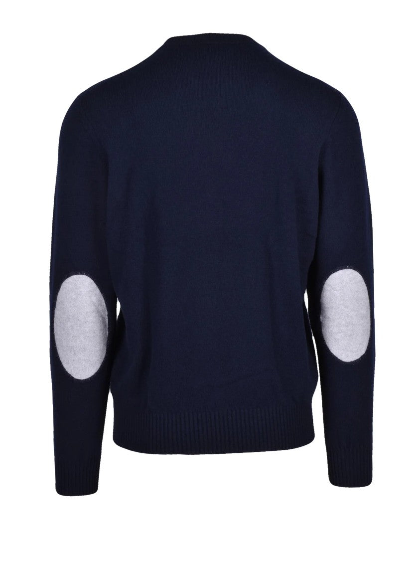 Jurta Multicolor Elbow Patches Merino Wool Crewneck Sweater