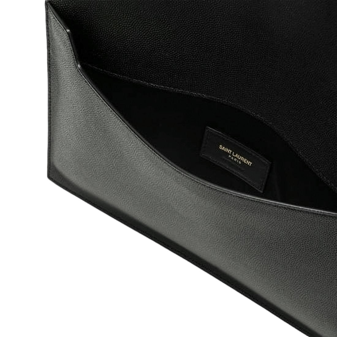 Saint Laurent Textured Calfskin Clutch With Gold-Tone Ysl Logo