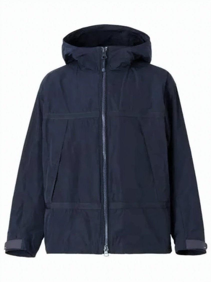 Burberry Hooded Blue Jacket With Minimalist Design And Zipper Closure