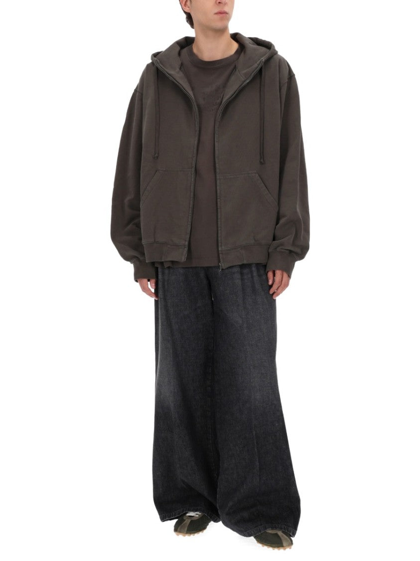 Maison Margiela Oversized Printed Text Cotton Full-Zip Hoodie
