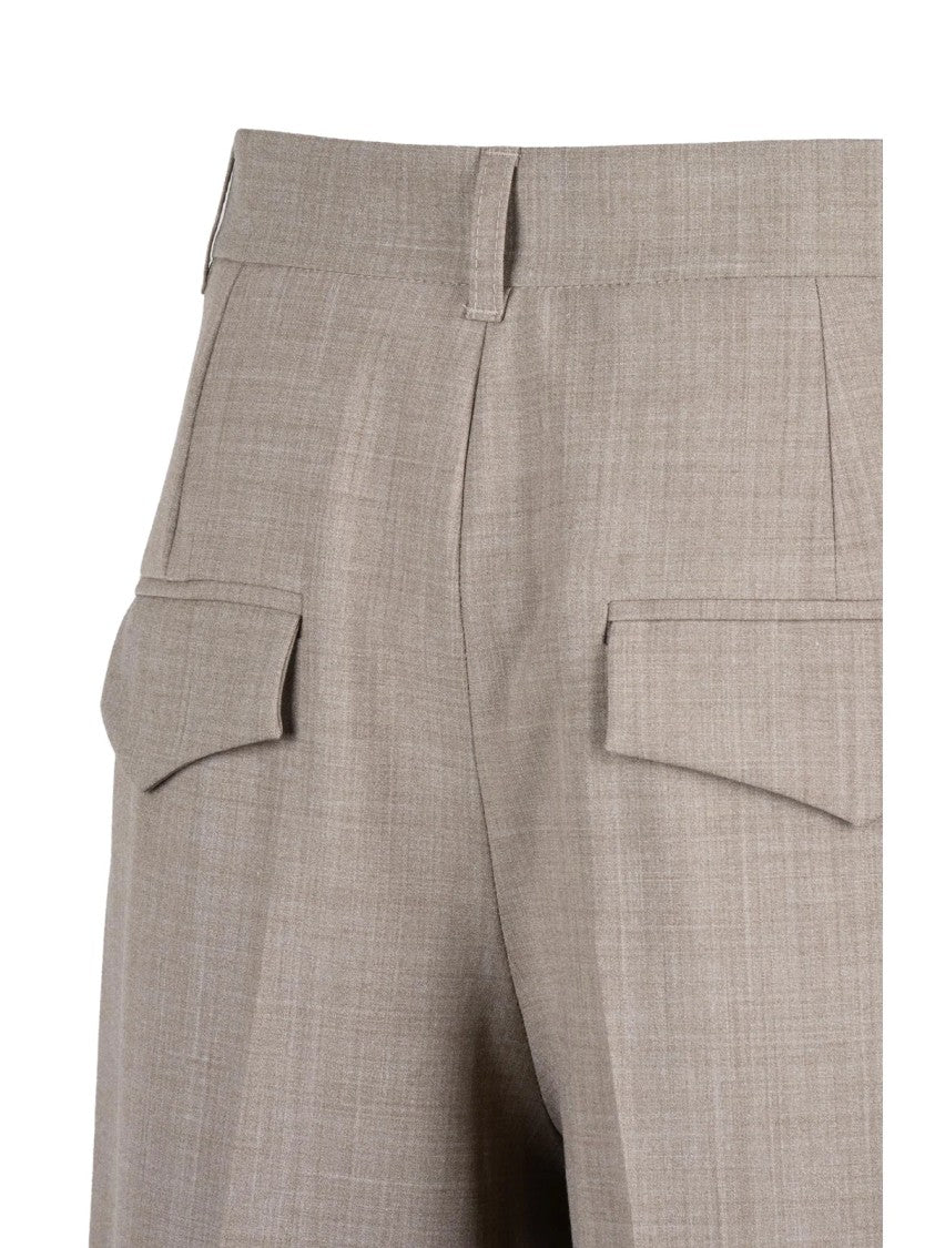 Marella Sport Cabina Bermuda Trousers With Textured Weave And Zip Closure