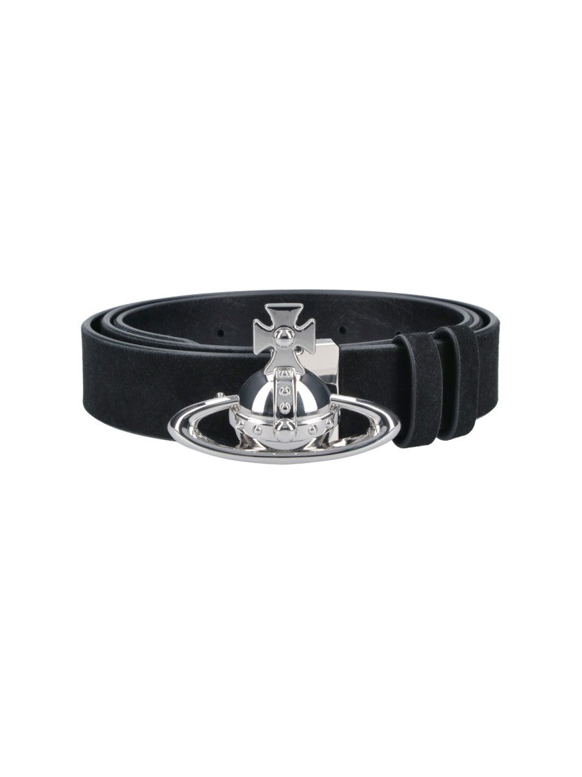 Vivienne Westwood Polished Finish Black Belt With Classic Buckle Closure